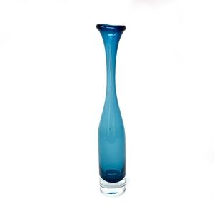 Vintage Blue Tall Handblown Glass Art Vase: Possibly Sven Palmqvist Selena Vase?